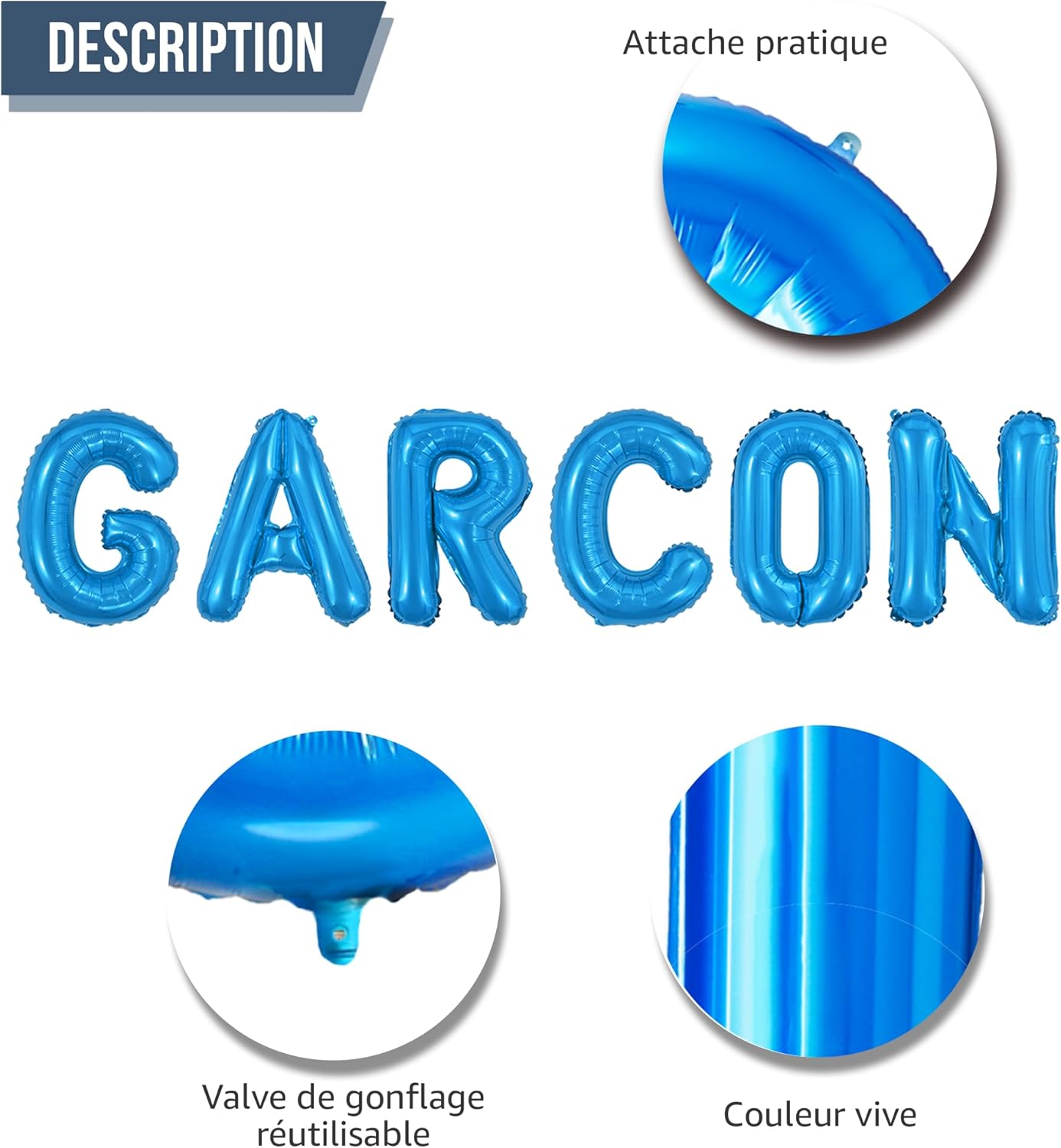 Décoration Baby Shower Garçon – Pack 16 Pièces : Lettres GARCON, Bébé, Ballons Latex & Confettis – Funfest