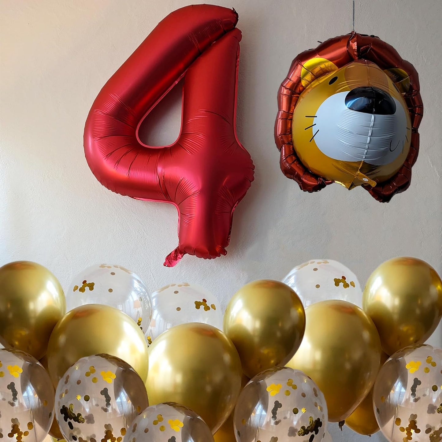 Ballons Lion de 70 cm - Décoration d'animal Ballon Lion – Inclus Ballon & Paille - Vole avec de l’hélium - Ballon Réutilisable de Qualité Supérieure