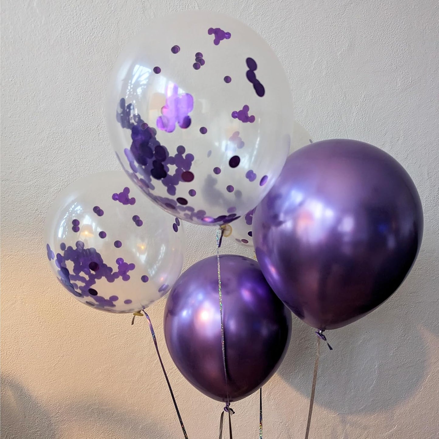Pack de 36 Ballons Violet Latex avec Paillettes – 30 cm – Hélium ou Air – Décoration Anniversaire & Fête – FUNFEST