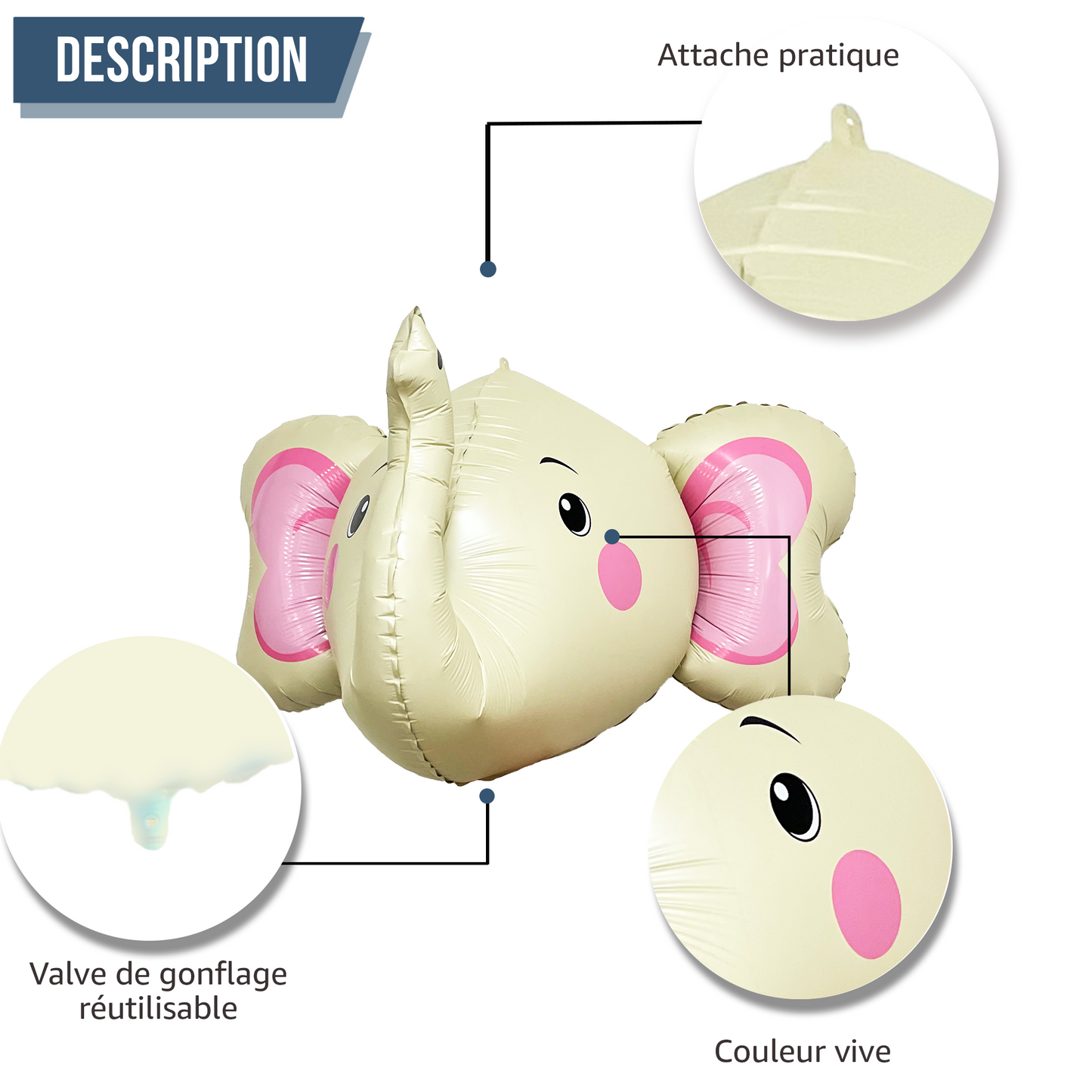 Ballons Lion de 70 cm - Décoration d'animal Ballon Lion – Inclus Ballon & Paille - Vole avec de l’hélium - Ballon Réutilisable de Qualité Supérieure