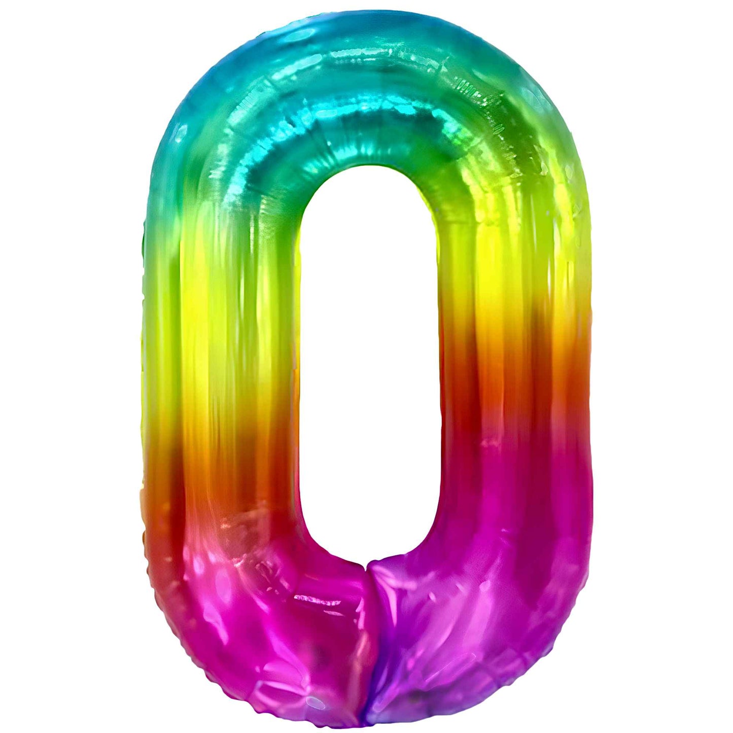 Ballon Anniversaire Chiffre Géant 100 cm – Arc-en-ciel – Hélium ou Air – Réutilisable avec Paille – FUNFEST