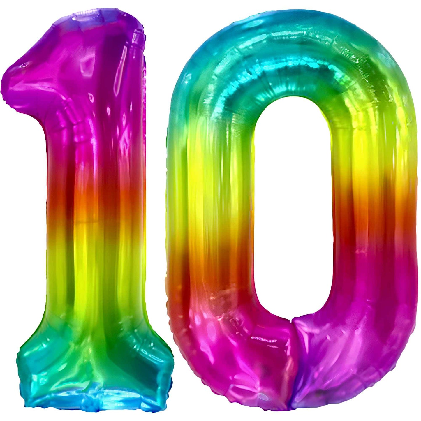 Ballon Anniversaire Chiffre Géant 100 cm – Arc-en-ciel – Hélium ou Air – Réutilisable avec Paille – FUNFEST