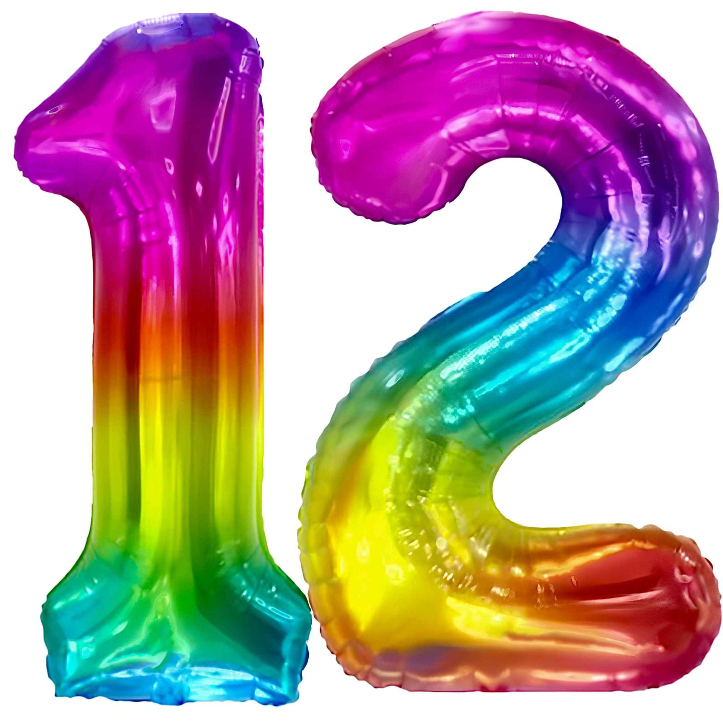 Ballon Anniversaire Chiffre Géant 100 cm – Arc-en-ciel – Hélium ou Air – Réutilisable avec Paille – FUNFEST