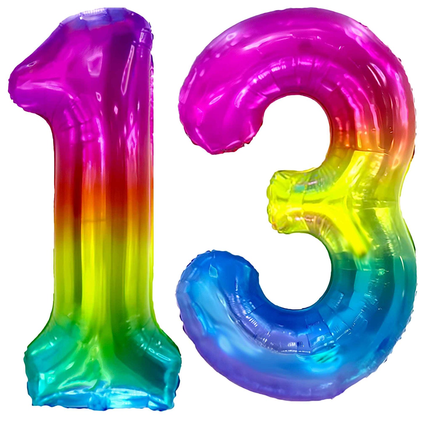 Ballon Anniversaire Chiffre Géant 100 cm – Arc-en-ciel – Hélium ou Air – Réutilisable avec Paille – FUNFEST