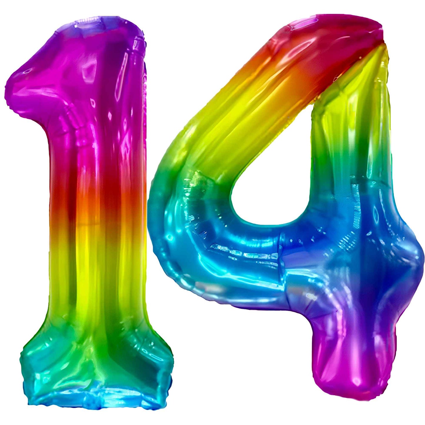 Ballon Anniversaire Chiffre Géant 100 cm – Arc-en-ciel – Hélium ou Air – Réutilisable avec Paille – FUNFEST