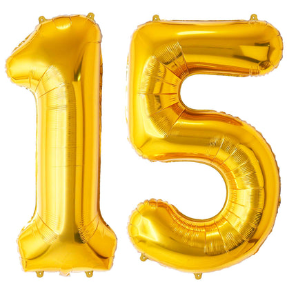 Ballon Anniversaire Chiffre Géant 100 cm – Or – Hélium ou Air – Réutilisable avec Paille – FUNFEST