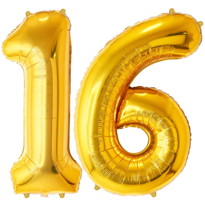 Ballon Anniversaire Chiffre Géant 100 cm – Or – Hélium ou Air – Réutilisable avec Paille – FUNFEST