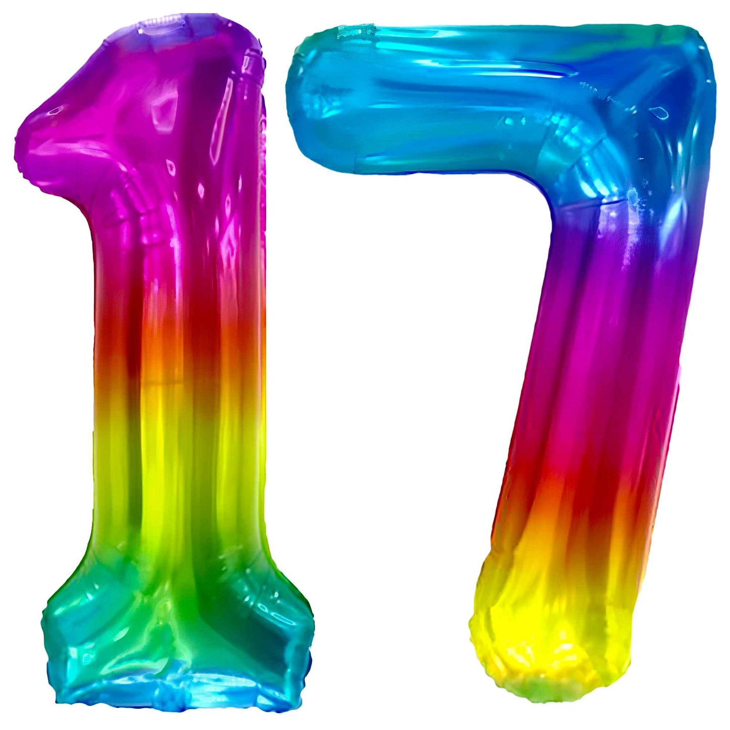Ballon Anniversaire Chiffre Géant 100 cm – Arc-en-ciel – Hélium ou Air – Réutilisable avec Paille – FUNFEST