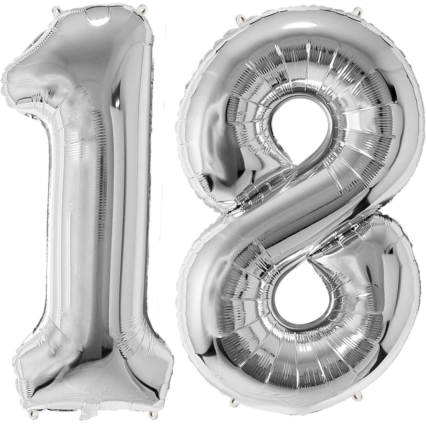 Ballon Anniversaire Chiffre Géant 100 cm – Argent – Hélium ou Air – Réutilisable avec Paille – FUNFEST