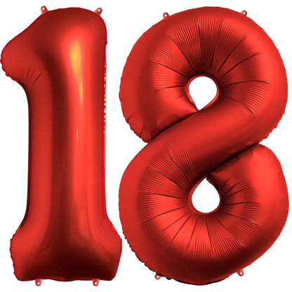 Ballon Anniversaire Chiffre Géant 100 cm – Rouge chrome – Hélium ou Air – Réutilisable avec Paille – FUNFEST
