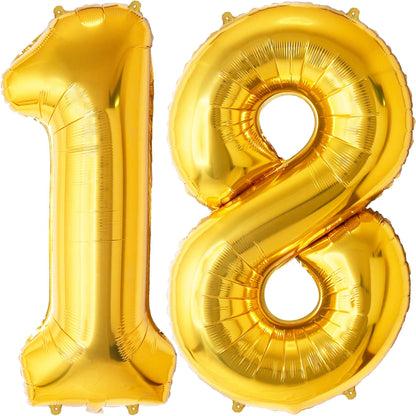 Ballon Anniversaire Chiffre Géant 100 cm – Or – Hélium ou Air – Réutilisable avec Paille – FUNFEST