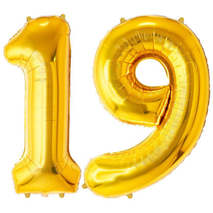 Ballon Anniversaire Chiffre Géant 100 cm – Or – Hélium ou Air – Réutilisable avec Paille – FUNFEST