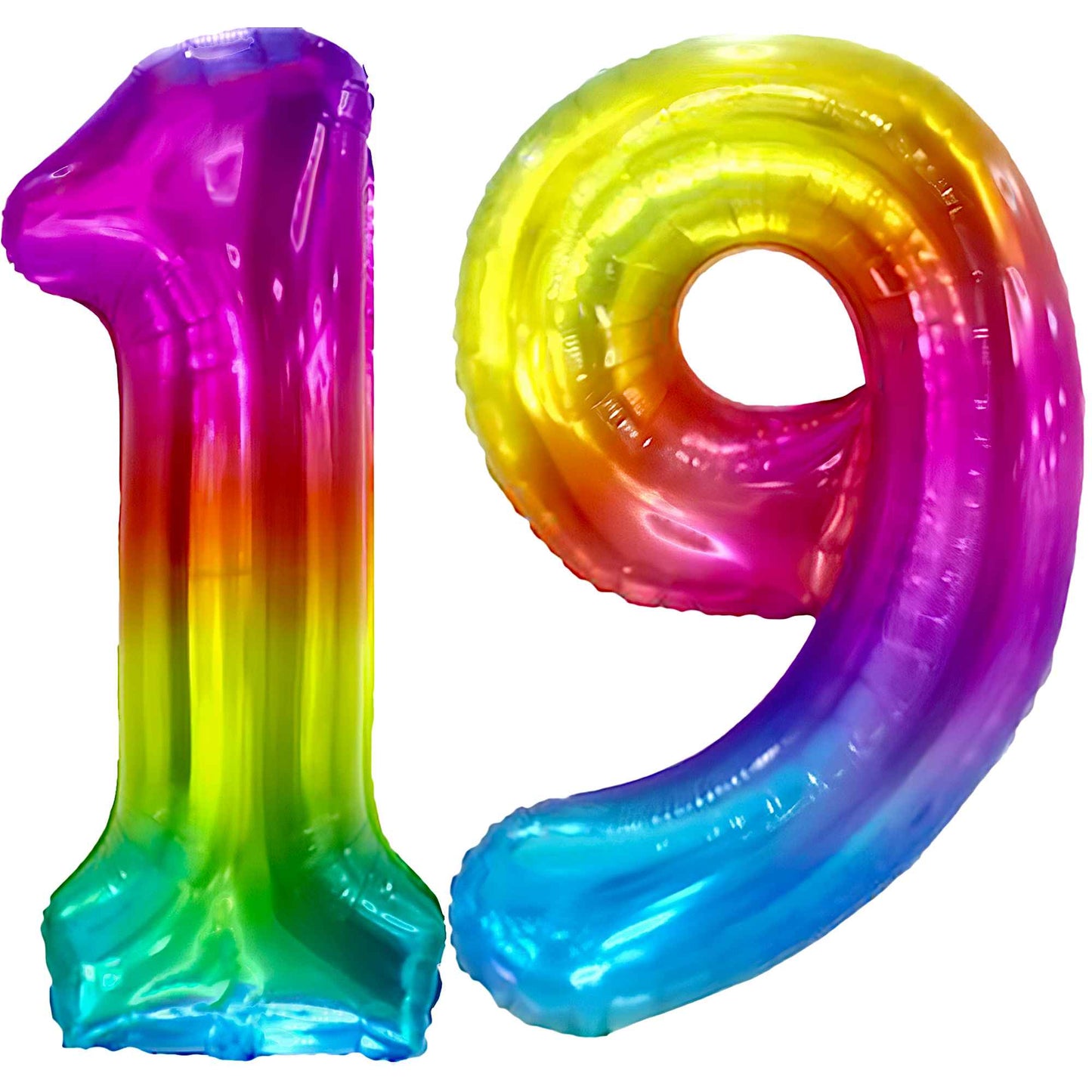 Ballon Anniversaire Chiffre Géant 100 cm – Arc-en-ciel – Hélium ou Air – Réutilisable avec Paille – FUNFEST