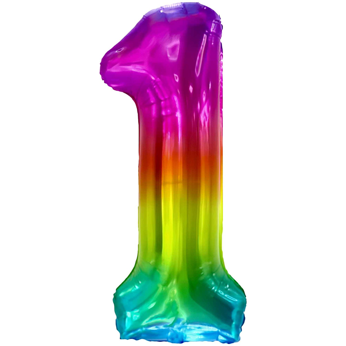 Ballon Anniversaire Chiffre Géant 100 cm – Arc-en-ciel – Hélium ou Air – Réutilisable avec Paille – FUNFEST