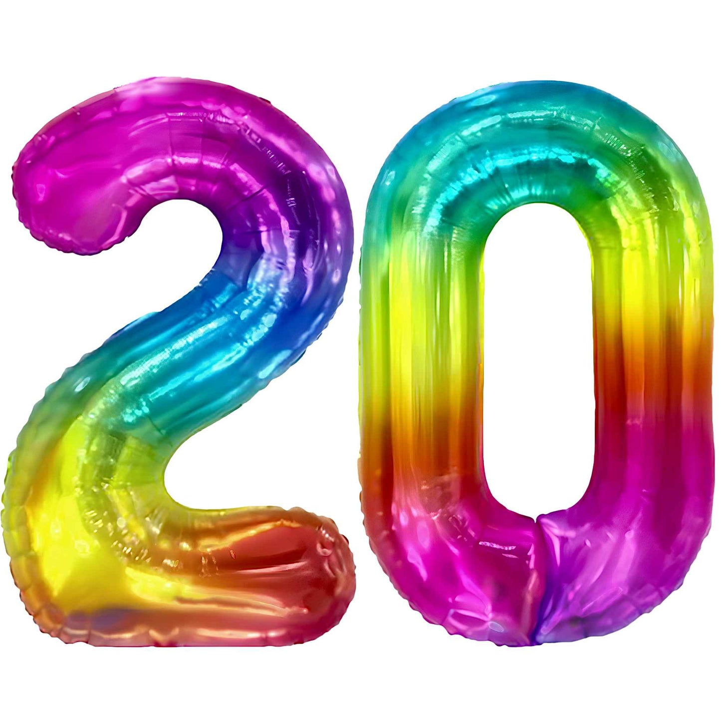 Ballon Anniversaire Chiffre Géant 100 cm – Arc-en-ciel – Hélium ou Air – Réutilisable avec Paille – FUNFEST