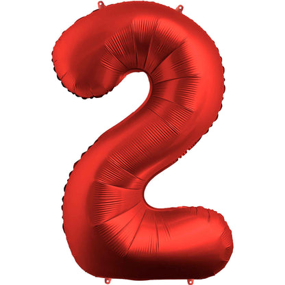 Ballon Anniversaire Chiffre Géant 100 cm – Rouge chrome – Hélium ou Air – Réutilisable avec Paille – FUNFEST