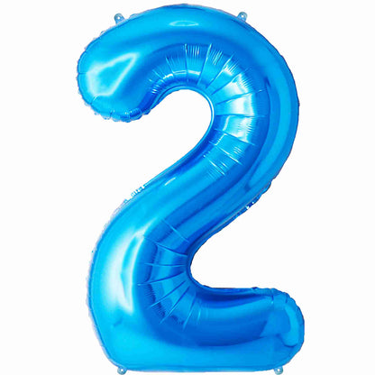 Ballon Anniversaire Chiffre Géant 100 cm – Bleu – Hélium ou Air – Réutilisable avec Paille – FUNFEST