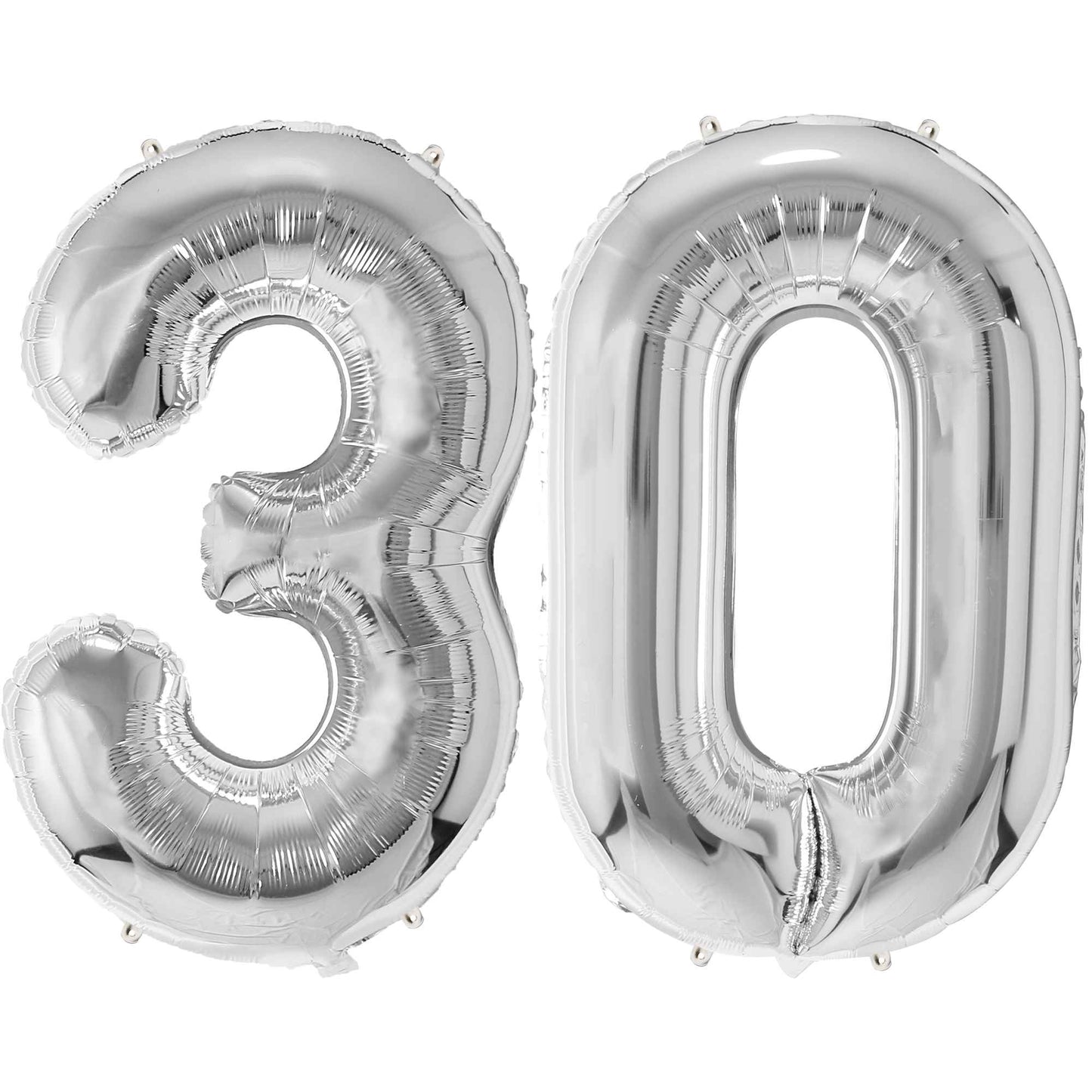 Ballon Anniversaire Chiffre Géant 100 cm – Argent – Hélium ou Air – Réutilisable avec Paille – FUNFEST