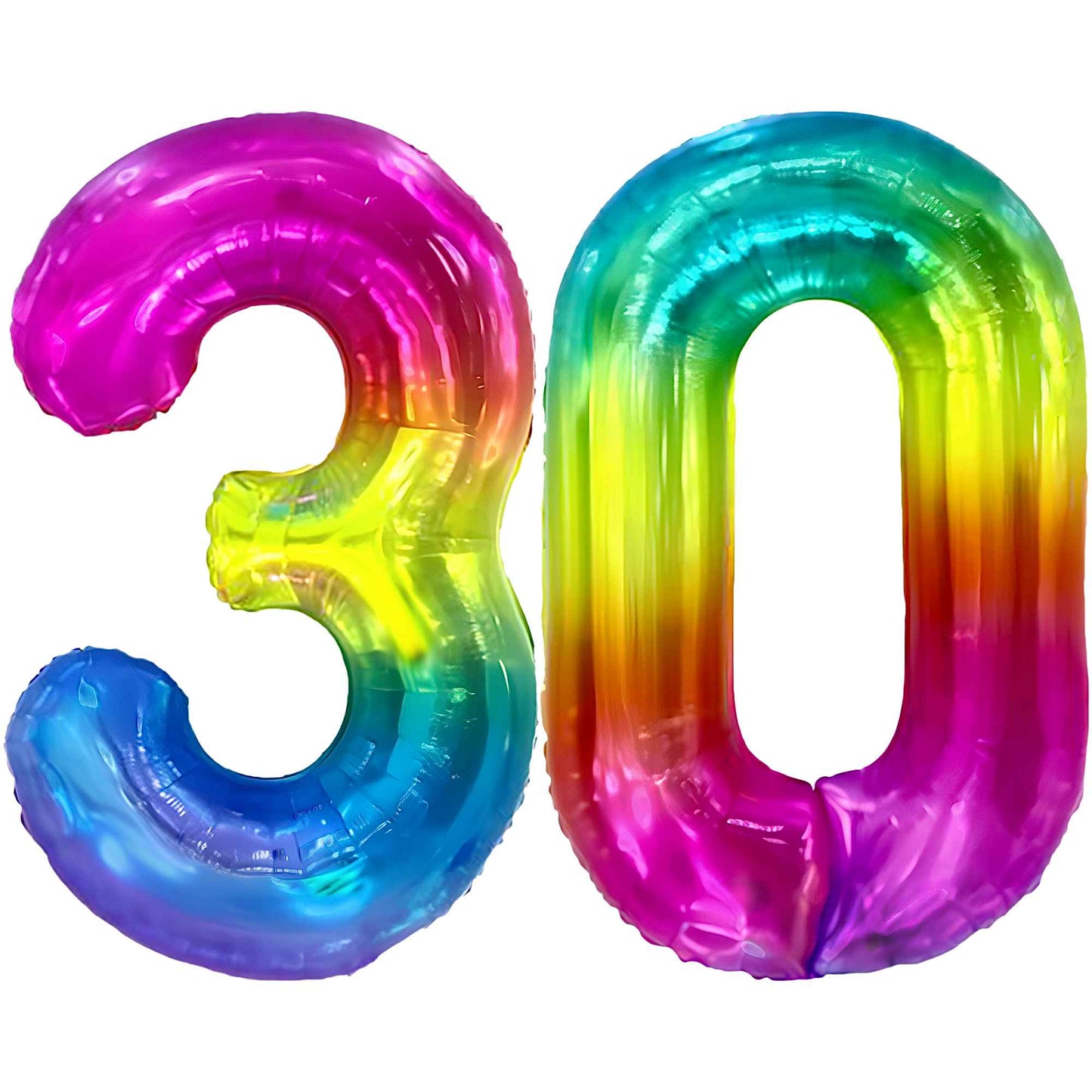 Ballon Anniversaire Chiffre Géant 100 cm – Arc-en-ciel – Hélium ou Air – Réutilisable avec Paille – FUNFEST