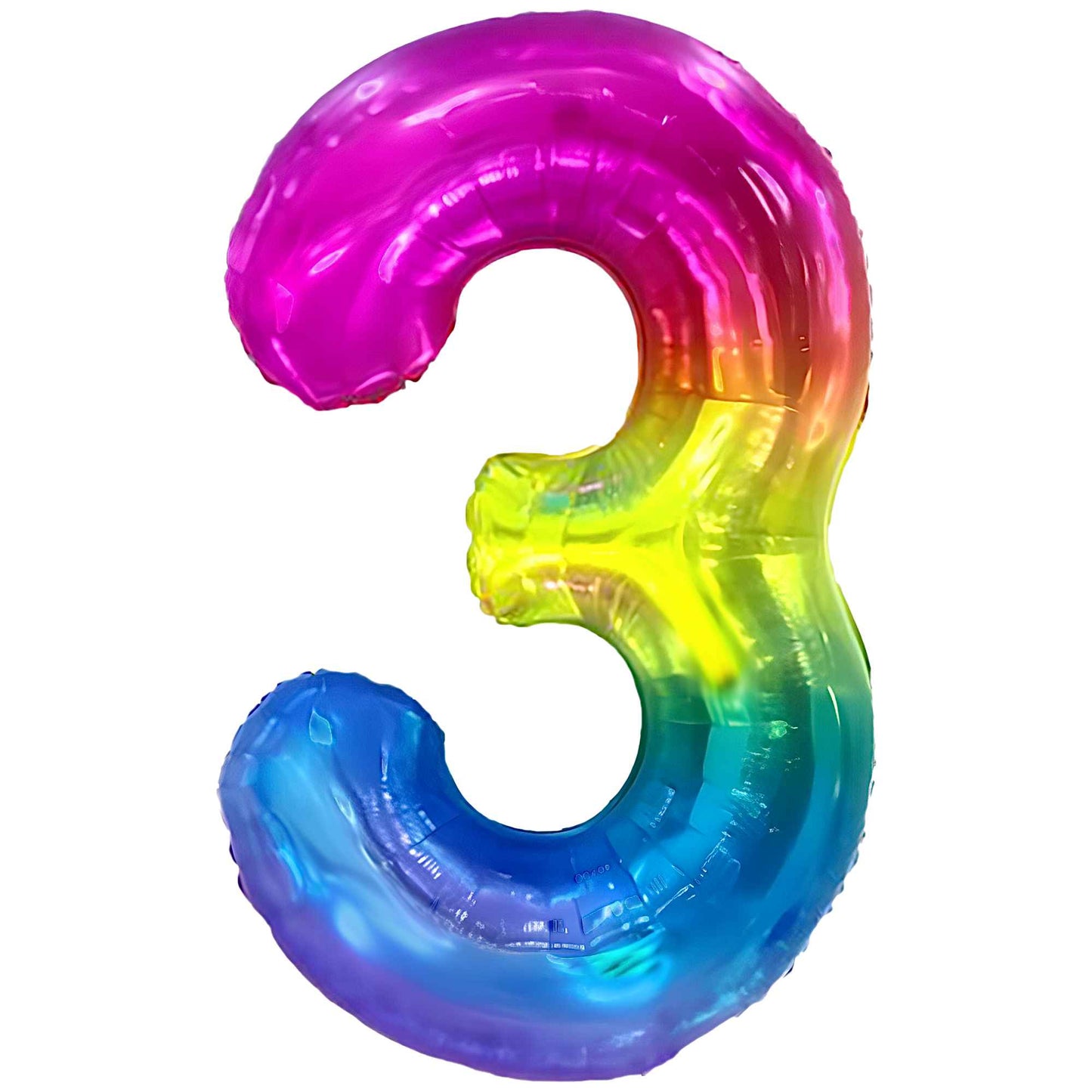 Ballon Anniversaire Chiffre Géant 100 cm – Arc-en-ciel – Hélium ou Air – Réutilisable avec Paille – FUNFEST