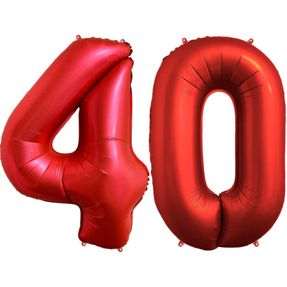 Ballon Anniversaire Chiffre Géant 100 cm – Rouge chrome – Hélium ou Air – Réutilisable avec Paille – FUNFEST
