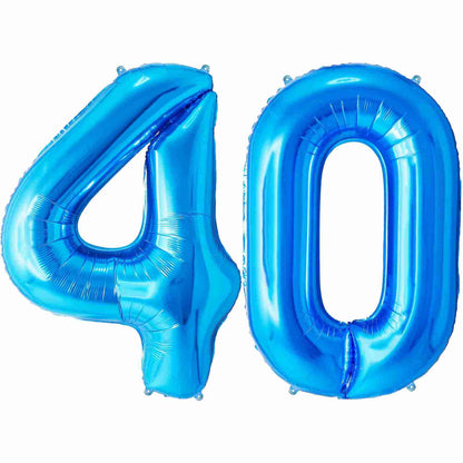 Ballon Anniversaire Chiffre Géant 100 cm – Bleu – Hélium ou Air – Réutilisable avec Paille – FUNFEST