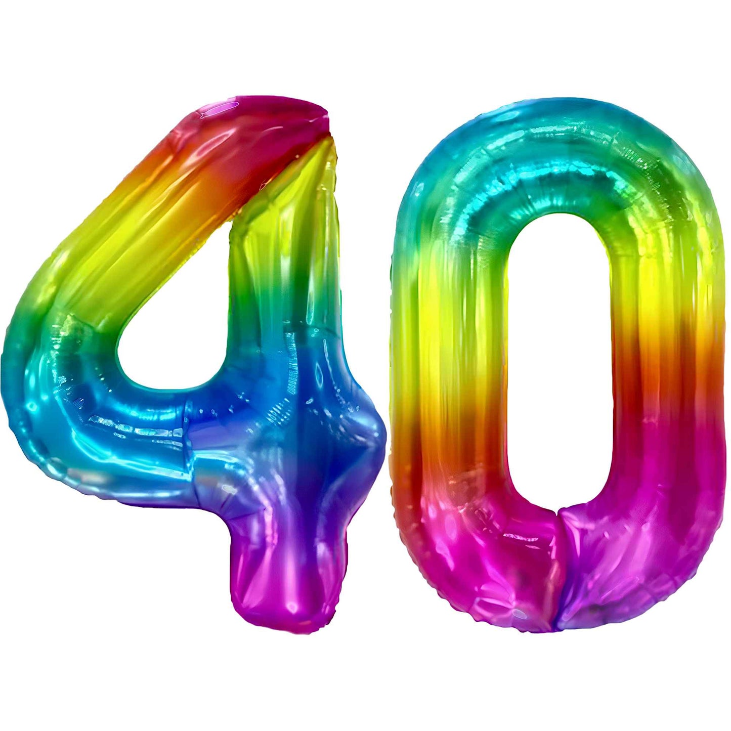 Ballon Anniversaire Chiffre Géant 100 cm – Arc-en-ciel – Hélium ou Air – Réutilisable avec Paille – FUNFEST