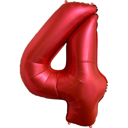 Ballon Anniversaire Chiffre Géant 100 cm – Rouge chrome – Hélium ou Air – Réutilisable avec Paille – FUNFEST
