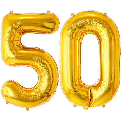 Ballon Anniversaire Chiffre Géant 100 cm – Or – Hélium ou Air – Réutilisable avec Paille – FUNFEST
