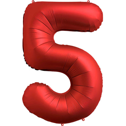 Ballon Anniversaire Chiffre Géant 100 cm – Rouge chrome – Hélium ou Air – Réutilisable avec Paille – FUNFEST