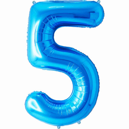 Ballon Anniversaire Chiffre Géant 100 cm – Bleu – Hélium ou Air – Réutilisable avec Paille – FUNFEST