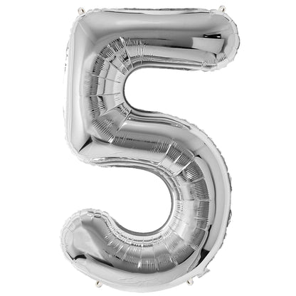 Ballon Anniversaire Chiffre Géant 100 cm – Argent – Hélium ou Air – Réutilisable avec Paille – FUNFEST