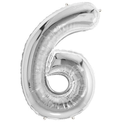 Ballon Anniversaire Chiffre Géant 100 cm – Argent – Hélium ou Air – Réutilisable avec Paille – FUNFEST