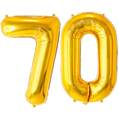 Ballon Anniversaire Chiffre Géant 100 cm – Or – Hélium ou Air – Réutilisable avec Paille – FUNFEST