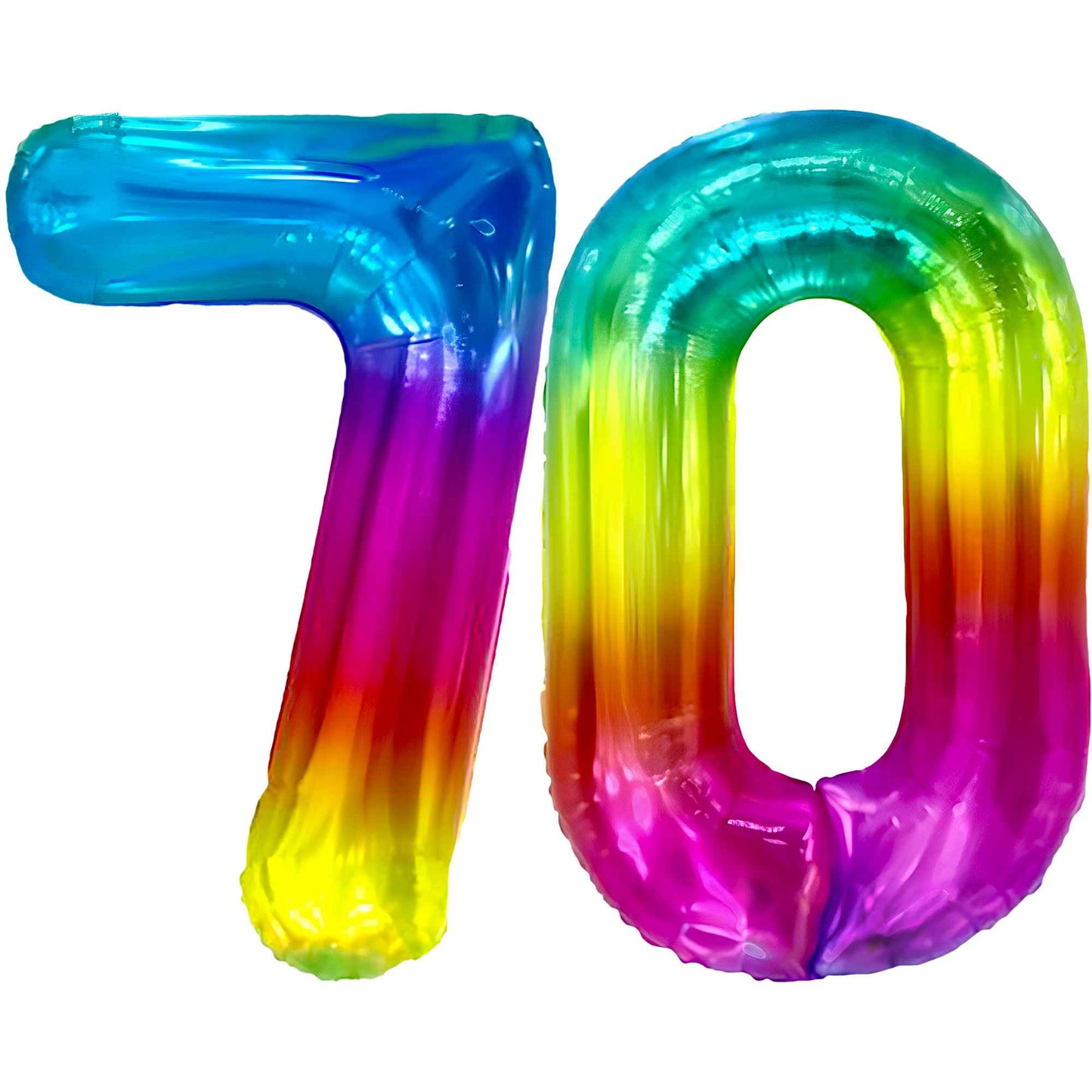 Ballon Anniversaire Chiffre Géant 100 cm – Arc-en-ciel – Hélium ou Air – Réutilisable avec Paille – FUNFEST