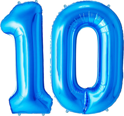 Ballon Anniversaire Chiffre Géant 100 cm – Bleu – Hélium ou Air – Réutilisable avec Paille – FUNFEST