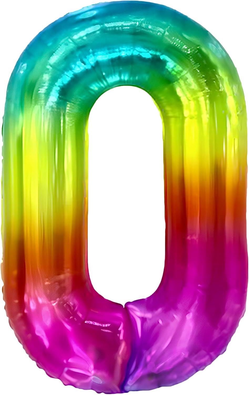 Ballon Anniversaire Chiffre Géant 100 cm – Arc-en-ciel – Hélium ou Air – Réutilisable avec Paille – FUNFEST