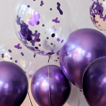 Pack de 36 Ballons Violet Latex avec Paillettes – 30 cm – Hélium ou Air – Décoration Anniversaire & Fête – FUNFEST