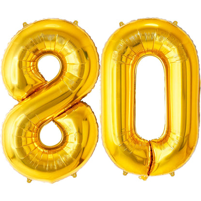 Ballon Anniversaire Chiffre Géant 100 cm – Or – Hélium ou Air – Réutilisable avec Paille – FUNFEST