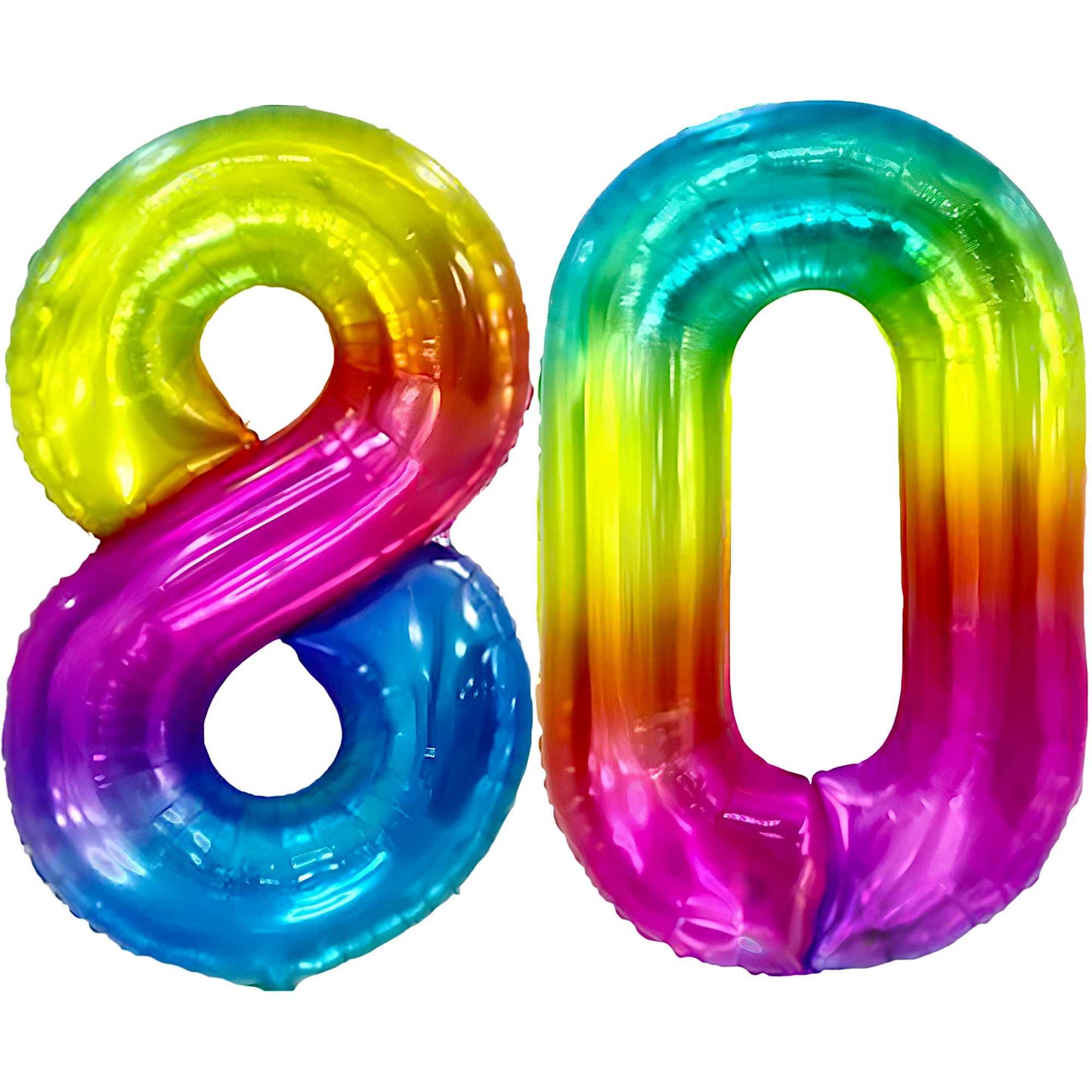 Ballon Anniversaire Chiffre Géant 100 cm – Arc-en-ciel – Hélium ou Air – Réutilisable avec Paille – FUNFEST