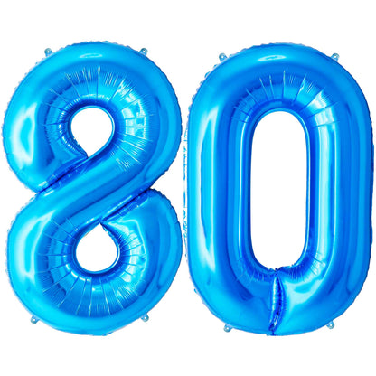 Ballon Anniversaire Chiffre Géant 100 cm – Bleu – Hélium ou Air – Réutilisable avec Paille – FUNFEST