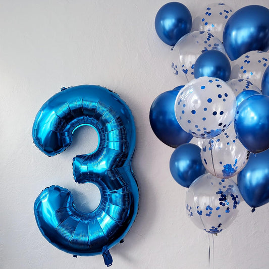Pack de 36 Ballons Bleu Latex avec Paillettes – 30 cm – Hélium ou Air – Décoration Anniversaire & Fête – FUNFEST