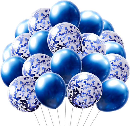 Pack de 36 Ballons Bleu Latex avec Paillettes – 30 cm – Hélium ou Air – Décoration Anniversaire & Fête – FUNFEST