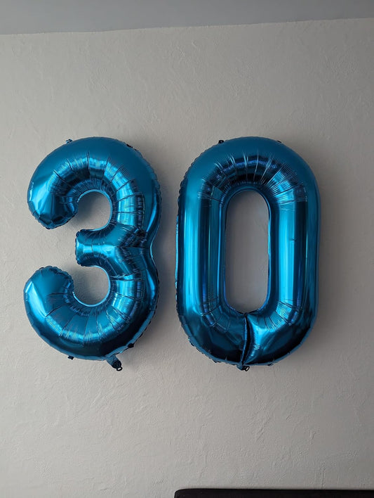 Ballon Anniversaire Chiffre Géant 100 cm – Bleu – Hélium ou Air – Réutilisable avec Paille – FUNFEST