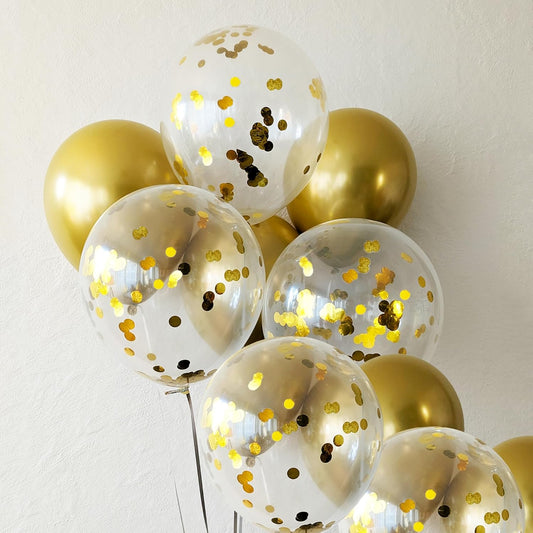 Pack de 36 Ballons Or Latex avec Paillettes – 30 cm – Hélium ou Air – Décoration Anniversaire & Fête – FUNFEST