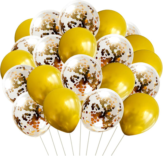 Pack de 36 Ballons Or Latex avec Paillettes – 30 cm – Hélium ou Air – Décoration Anniversaire & Fête – FUNFEST