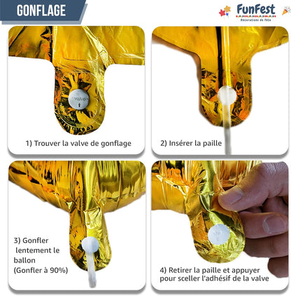 Ballon Anniversaire Chiffre Géant 100 cm – Argent – Hélium ou Air – Réutilisable avec Paille – FUNFEST