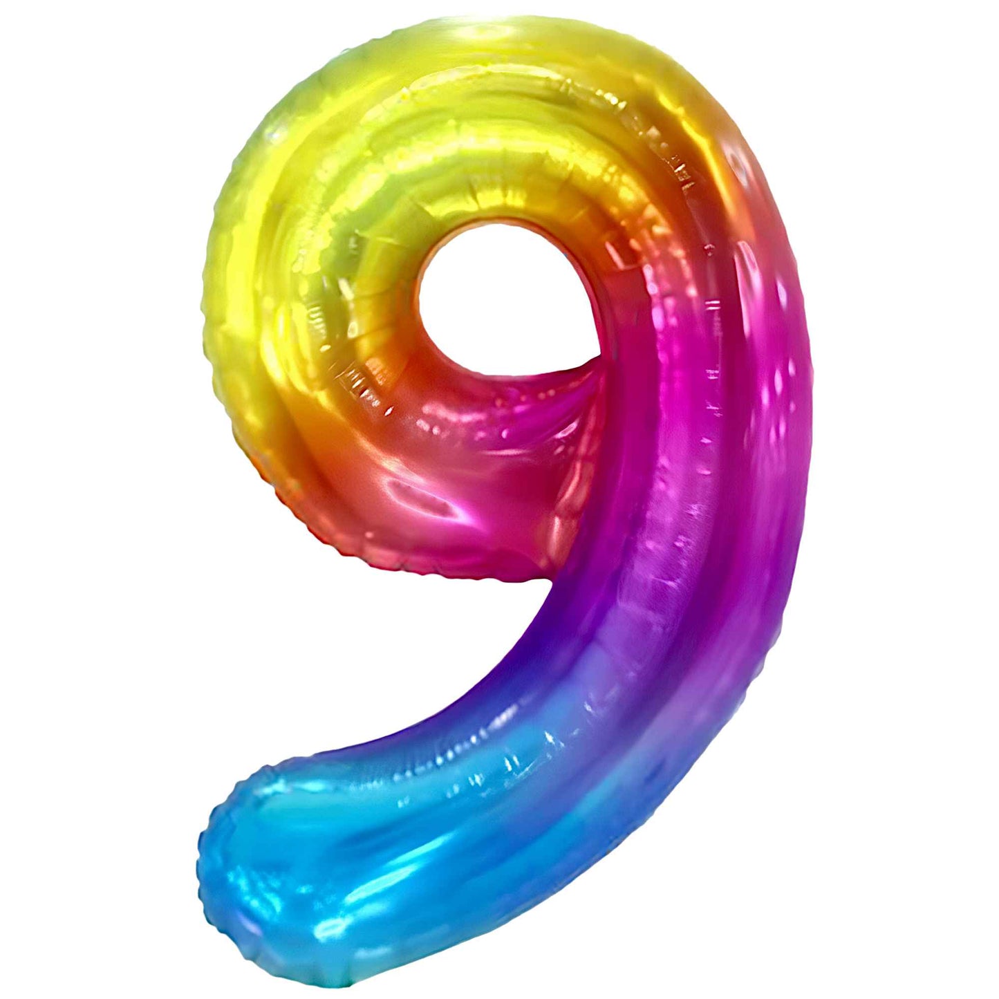 Ballon Anniversaire Chiffre Géant 100 cm – Arc-en-ciel – Hélium ou Air – Réutilisable avec Paille – FUNFEST