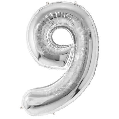 Ballon Anniversaire Chiffre Géant 100 cm – Argent – Hélium ou Air – Réutilisable avec Paille – FUNFEST