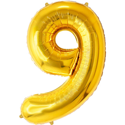 Ballon Anniversaire Chiffre Géant 100 cm – Or – Hélium ou Air – Réutilisable avec Paille – FUNFEST